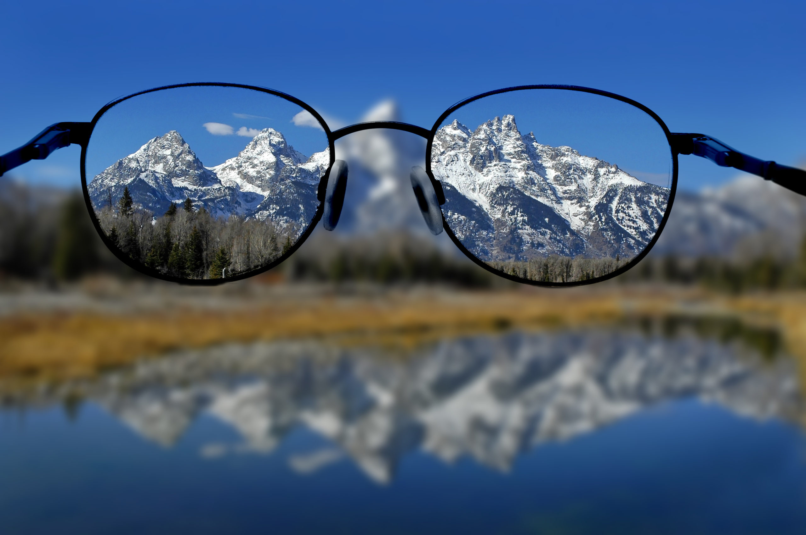 glasses on a mountain