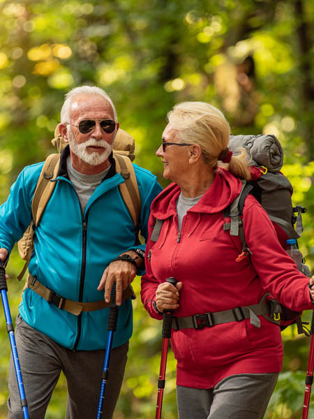 older couple enjoying a hike after cataract surgery in Telluride Colorado